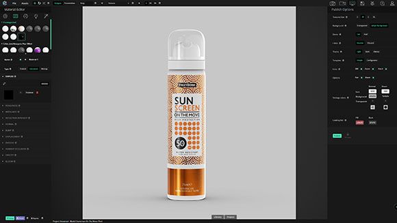 3D model of Frezyderm sunscreen model displayed in Eberus software interface