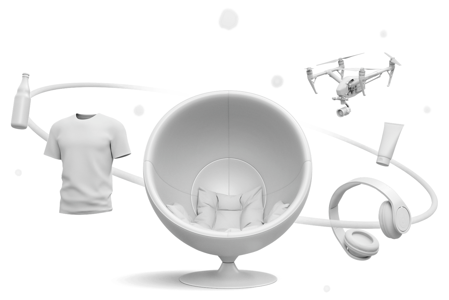 3D Render of various products